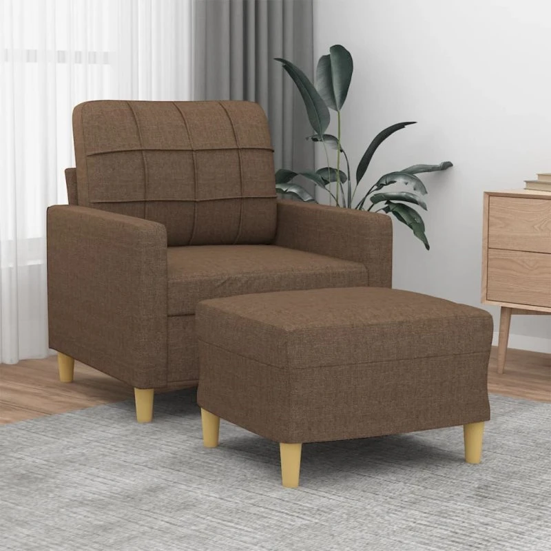 Sofastol med fodskammel 60 cm stof - brun
