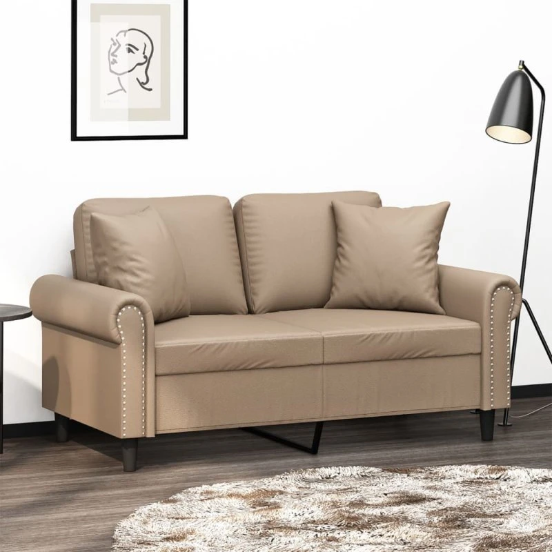 2-personers sofa 120 cm i kunstlæder cappuccino