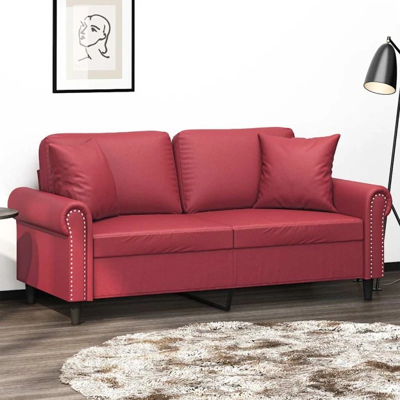 2-personers sofa 140 cm vinrød kunstlæder