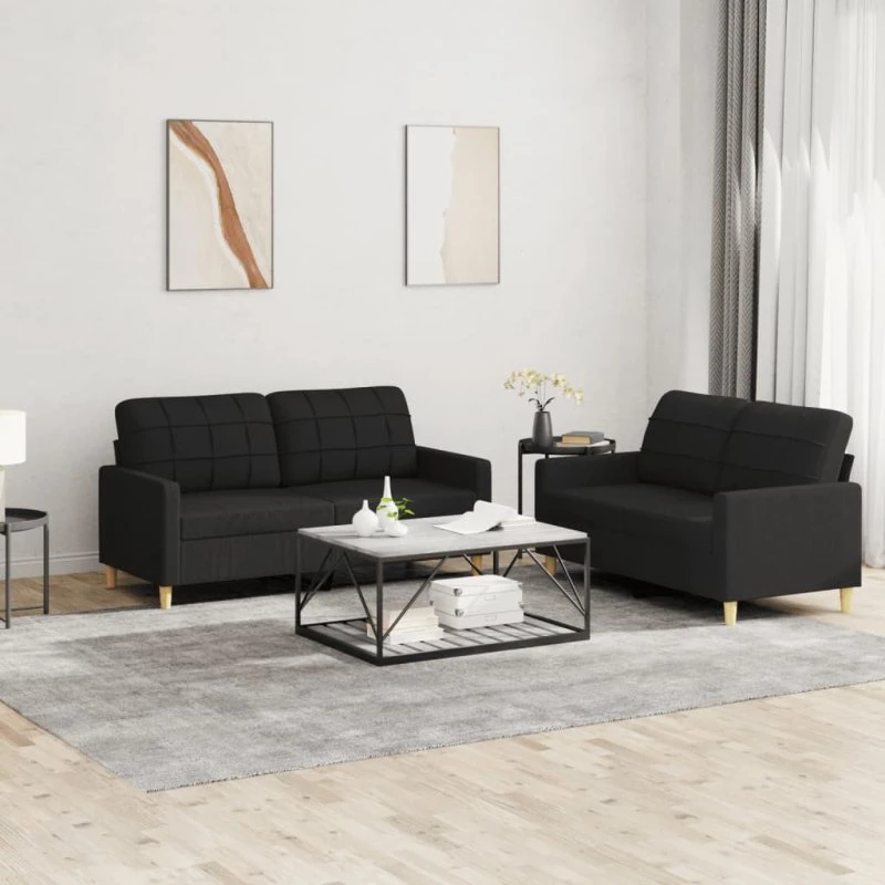 Sofasæt 2 dele i sort stof
