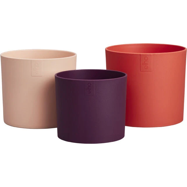 Elho Urtepottesæt, Coral Red, sæt af 3 (Ø11/13/14 cm)