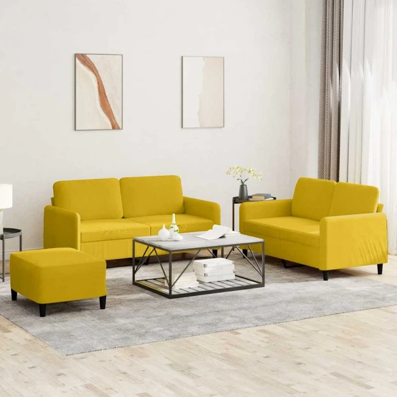 Sofasæt 3 dele – gul velour