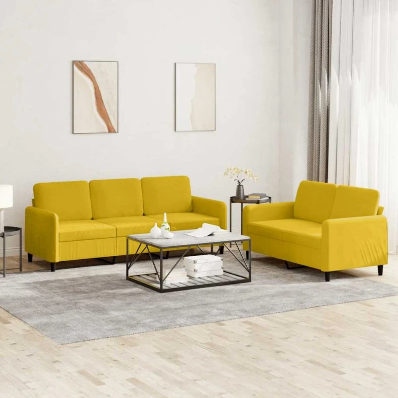 Sofasæt 2-pers i gul velour