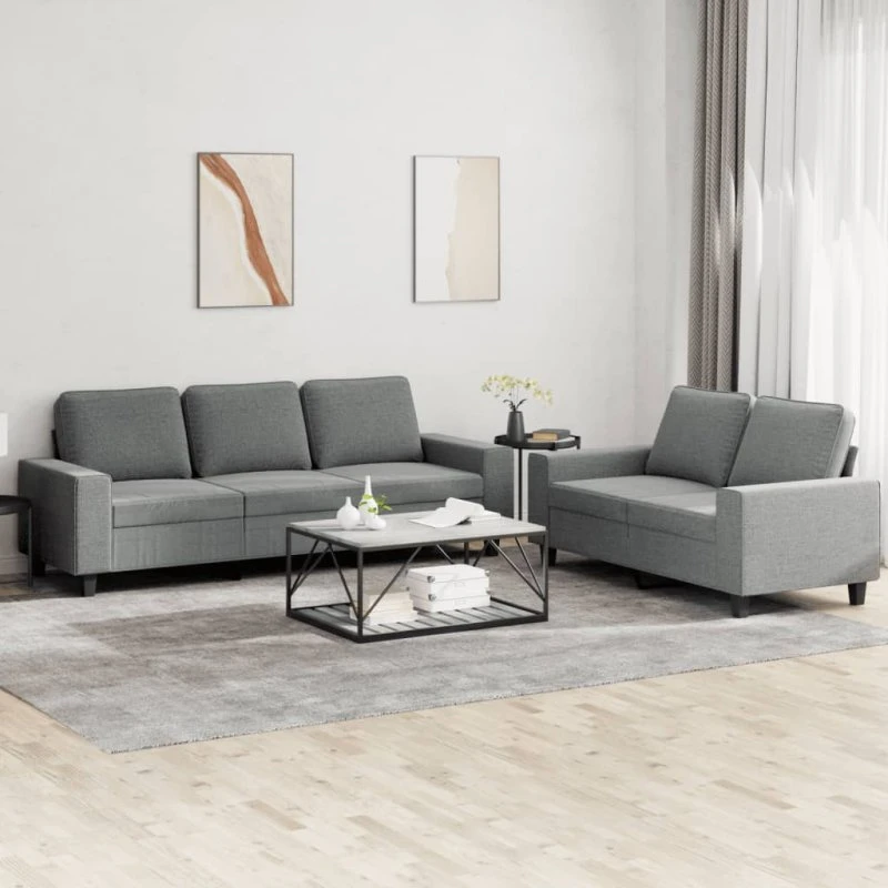Sofasæt 2 dele i mørkegråt stof