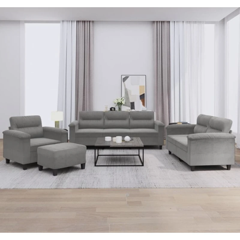Sofasæt 4 dele i mørkegrå mikrofiber – komfort & holdbarhed