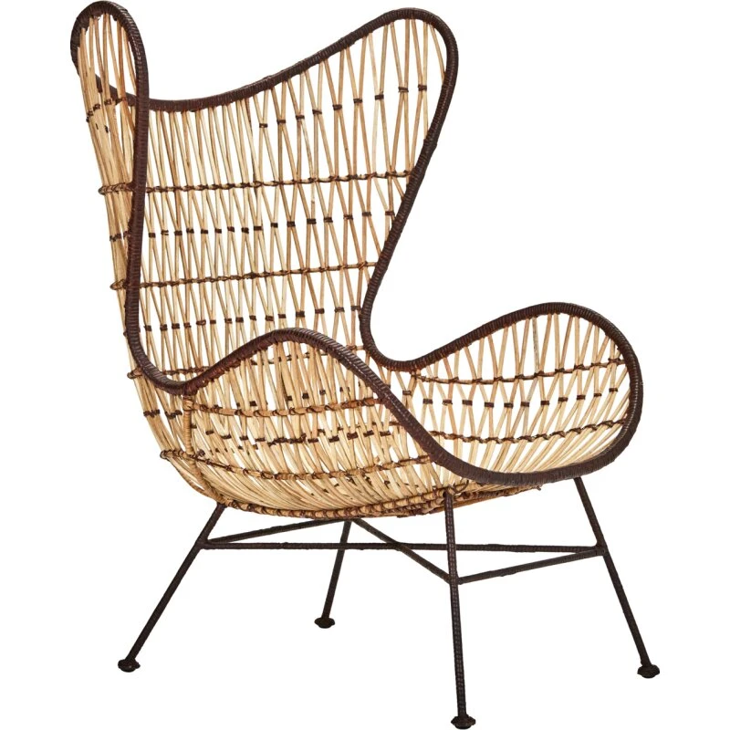 House Doctor Flow loungestol i natur rattan med sort stel