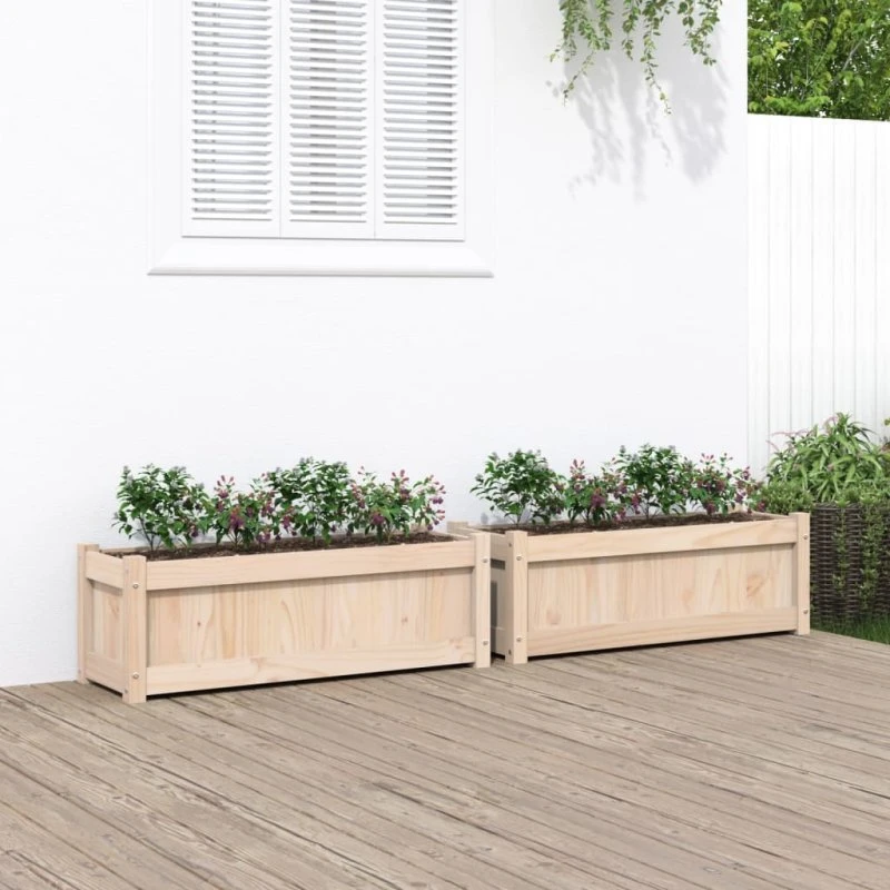 Plantekasser 2 stk. i massivt fyrretræ - naturlook
