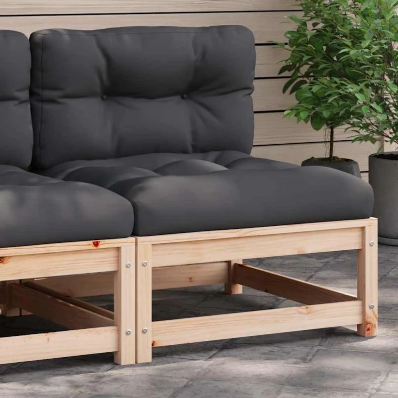 Sofamodul uden armlæn i massivt fyrretræ med hynder