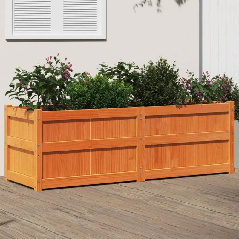 Plantekasse 150×50×50 cm i massivt fyrretræ — gyldenbrun