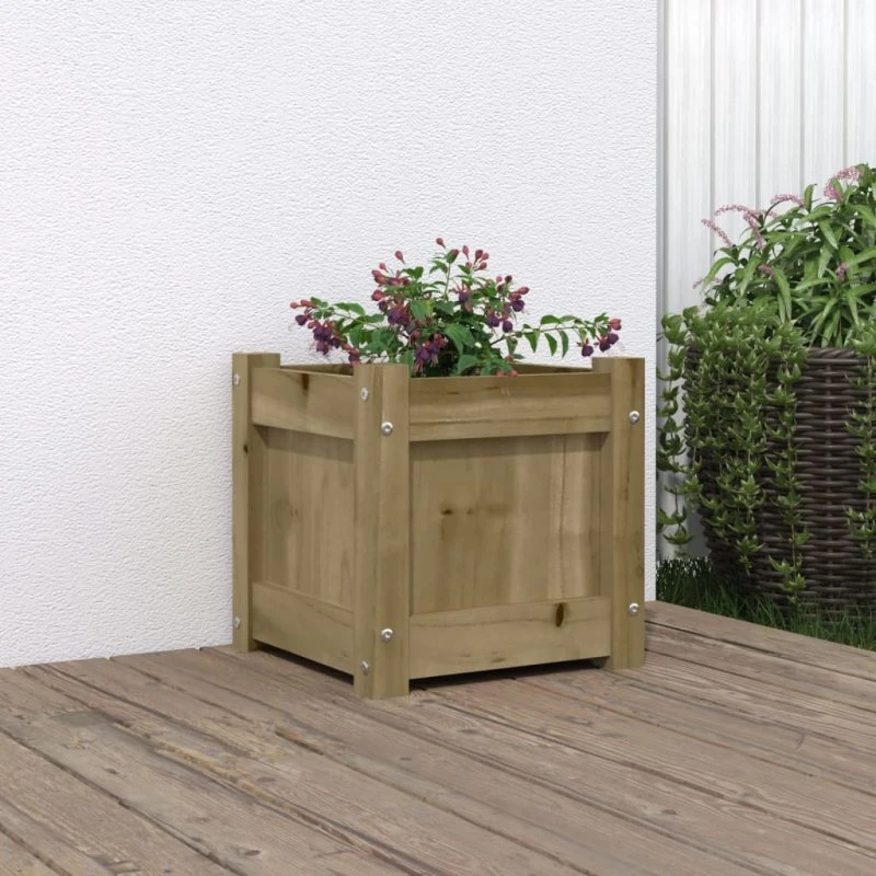 Imprægneret plantekasse i fyrretræ 31×31×31 cm