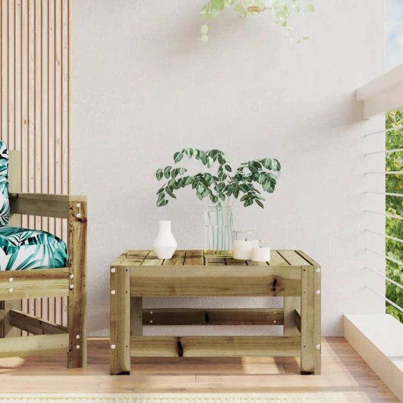 Haveskammel i imprægneret fyrretræ, lameldesign