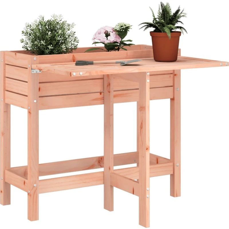 Plantekasse med foldbar bordplade i douglasgran