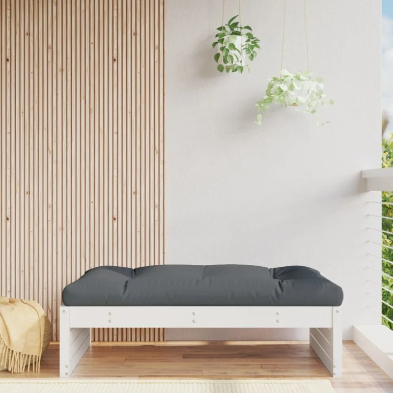 Udendørs fodskammel 120x80 cm i massivt fyrretræ - hvid