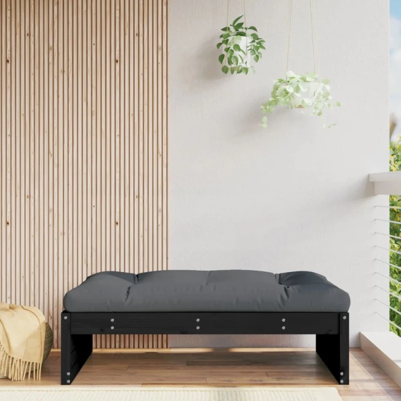 Udendørs fodskammel 120x80 cm i massivt fyrretræ - sort