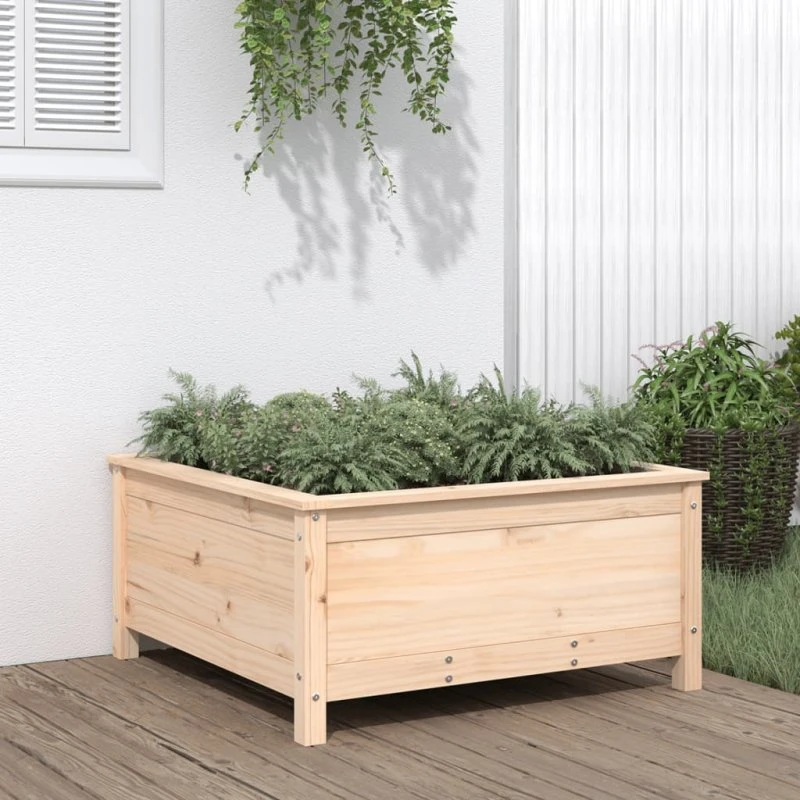 Plantekasse i massivt fyrretræ 82,5x82,5x39 cm