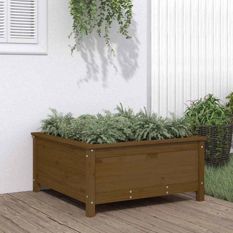 Plantekasse i massivt fyrretræ 82,5x82,5x39 cm