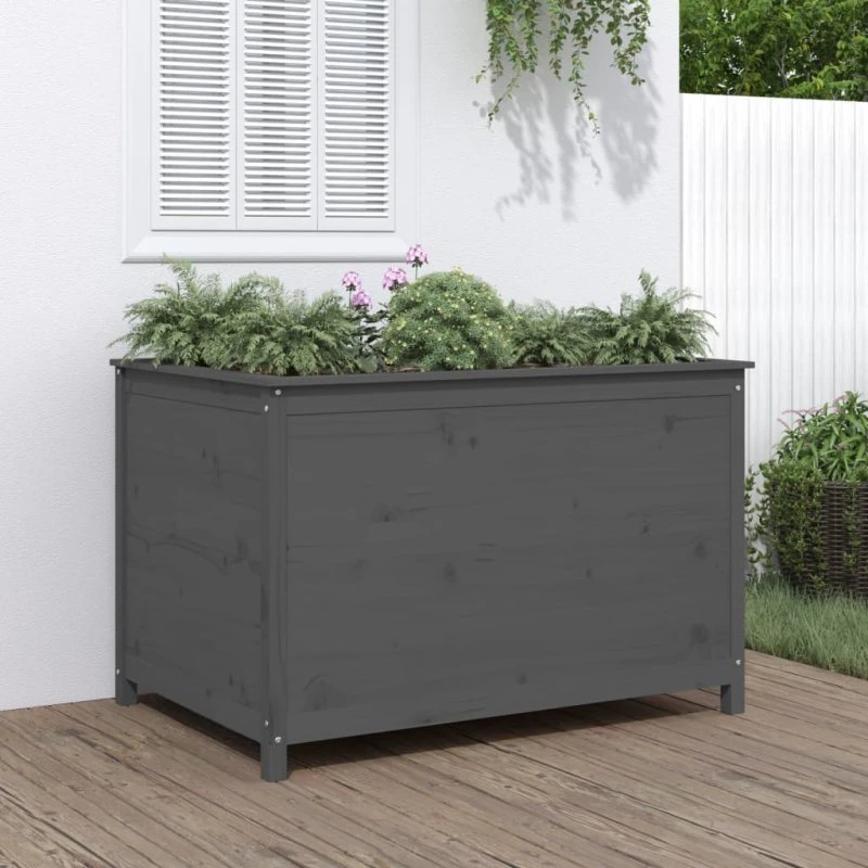 Højbed i massivt fyrretræ 119,5×82,5×78 cm – grå