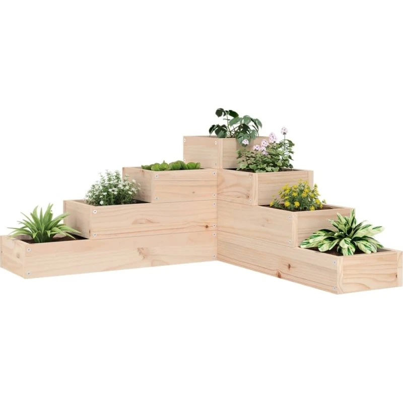 Plantekasse i massivt fyrretræ, 4 niveauer 80,5x79x36 cm