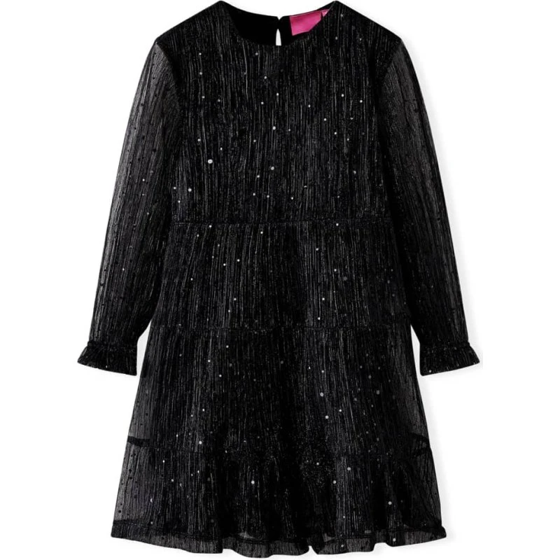 Langærmet sort kjole til børn str. 128