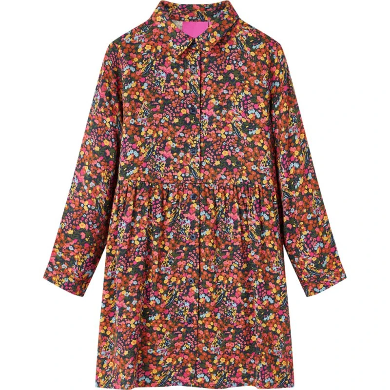 Langærmet flerfarvet kjole til børn – Str. 104