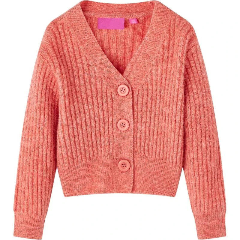 Strikket cardigan til børn str. 128 – laksefarvet