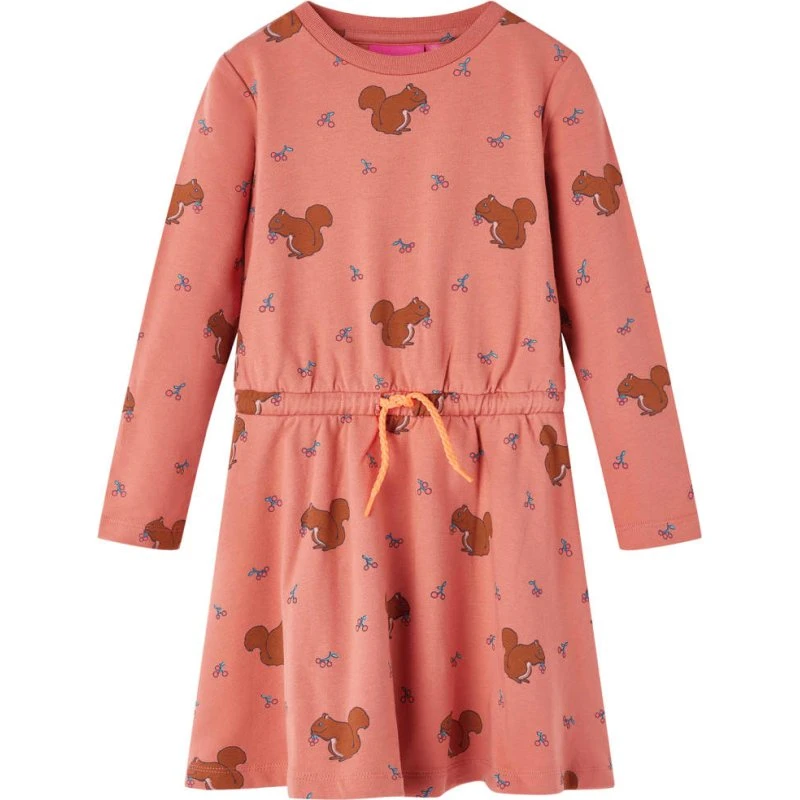 Børnekjole str. 128 gammelrosa med snøre