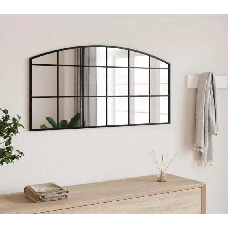 Vægspejl 100x50 cm – sort buet jernramme