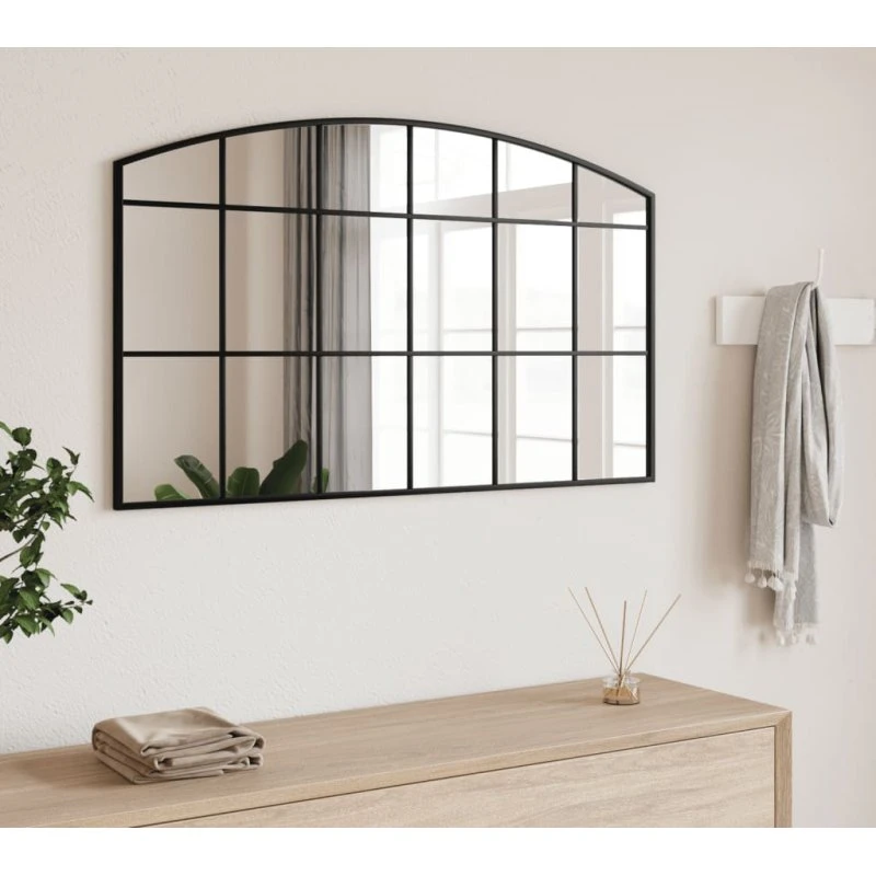 Vægspejl 100x60 cm buet – Sort pulverlakeret jernramme