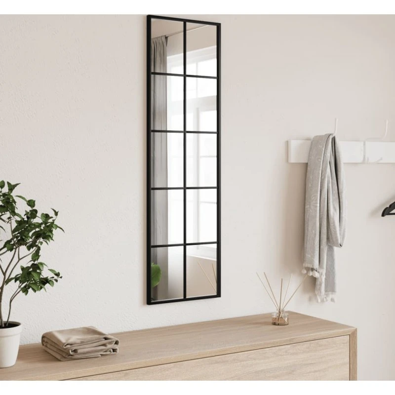Vægspejl 30x100 cm rektangulært sort jernramme