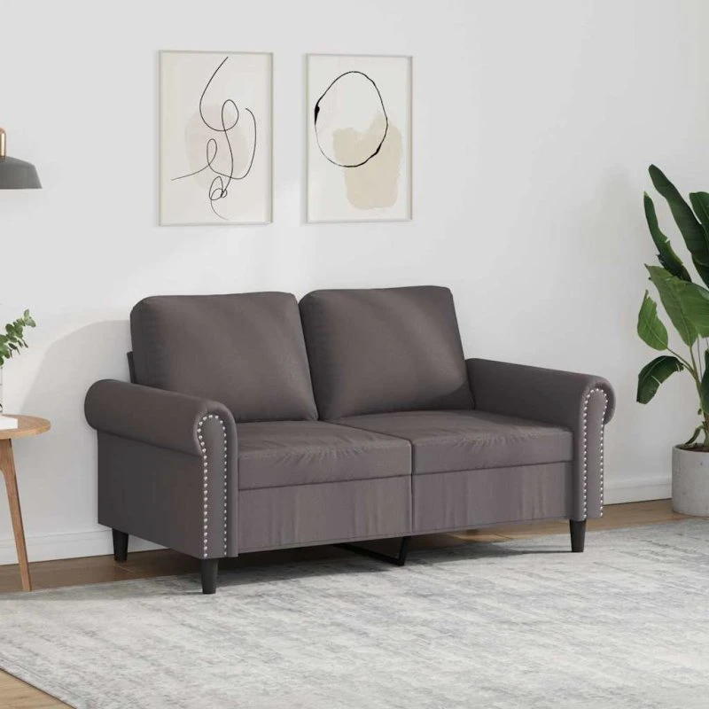 2-personers sofa 120 cm i gråt kunstlæder