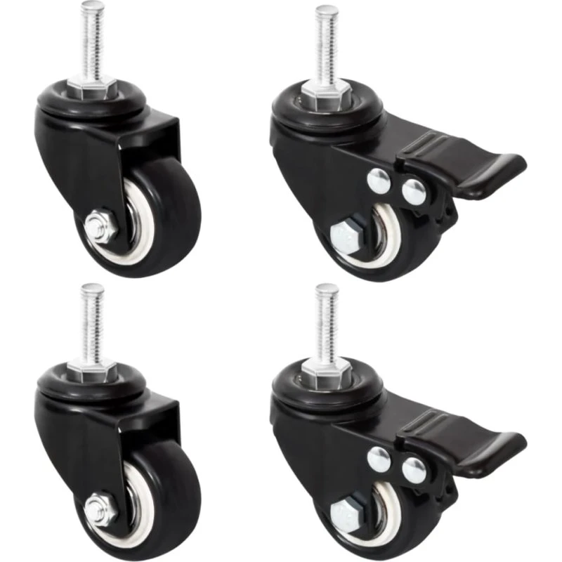 Hjul til plantekasse 4 stk. 8x3,5x8 cm jern, sort
