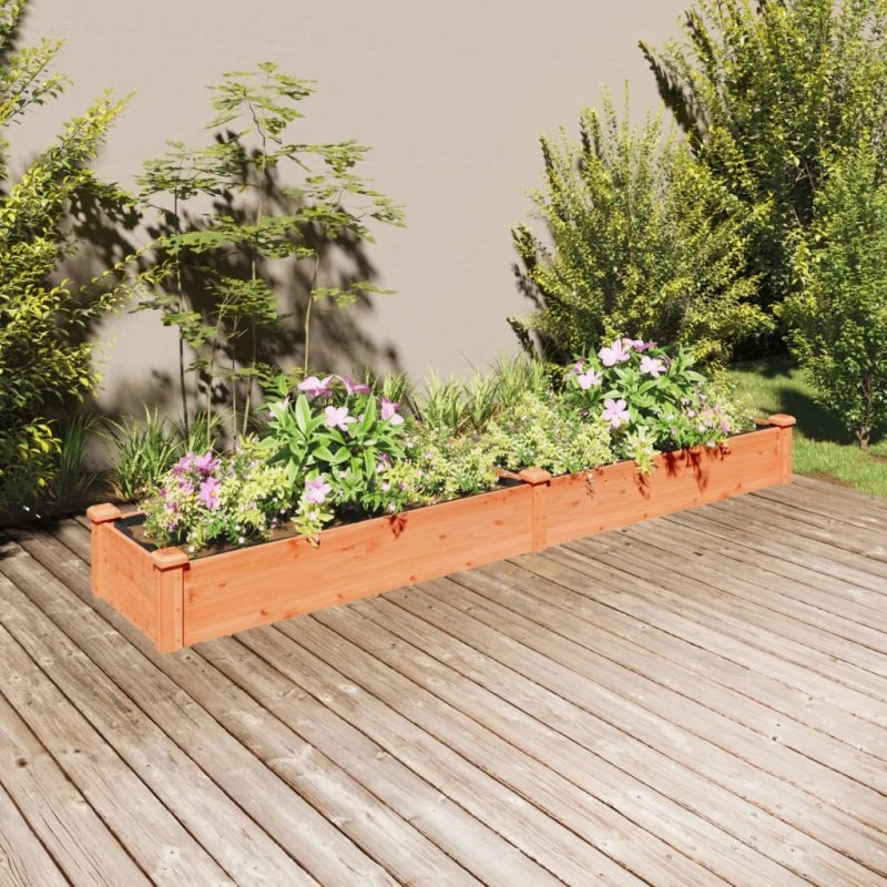 Plantekasse i massivt fyrretræ med foring 240x45x25 cm