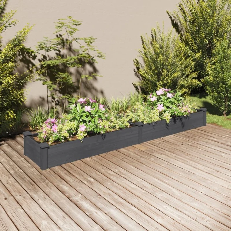 Plantekasse/højbed 240x45x25 cm i massivt fyrretræ med foring