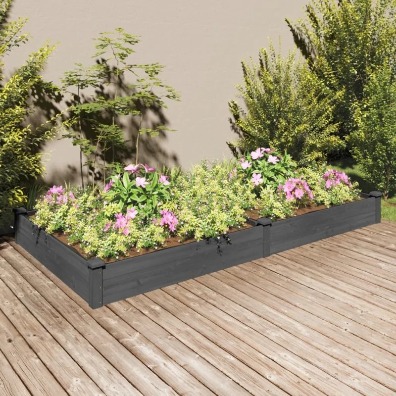 Plantekasse/højbed 240x120x25 cm i massivt fyrretræ, grå