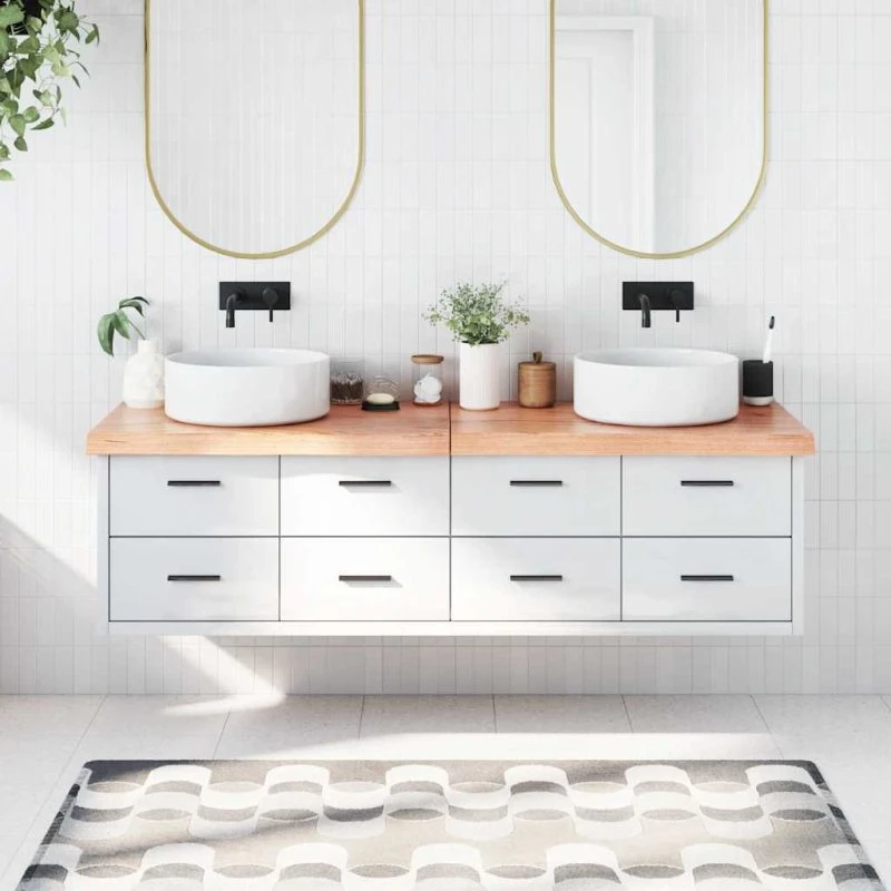 Bordplade i massivt egetræ 180x60x2–6 cm – lysebrun