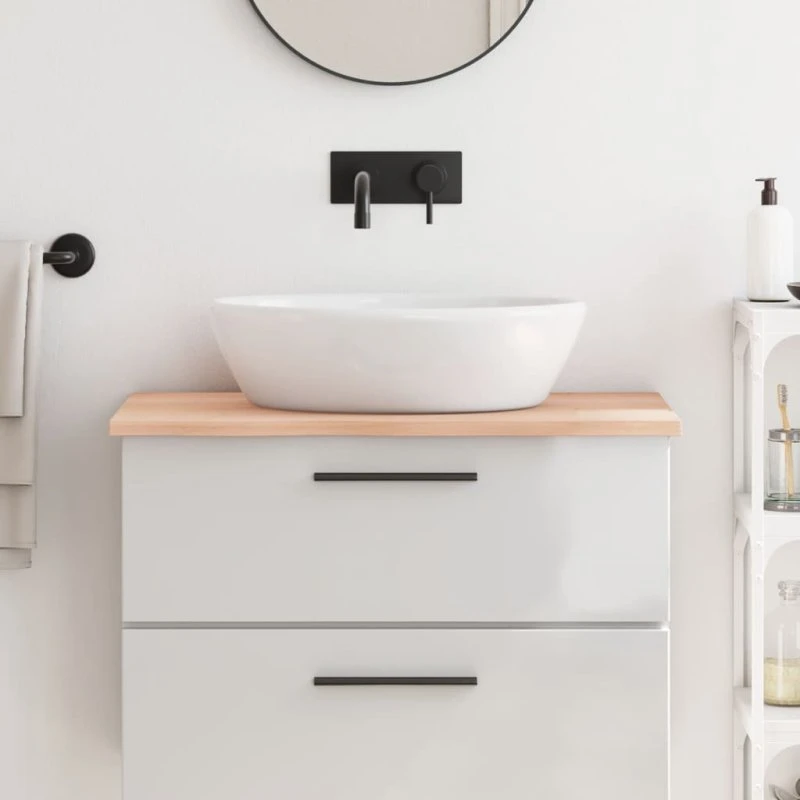 Bordplade til badeværelse 80x60x2 cm i massivt egetræ