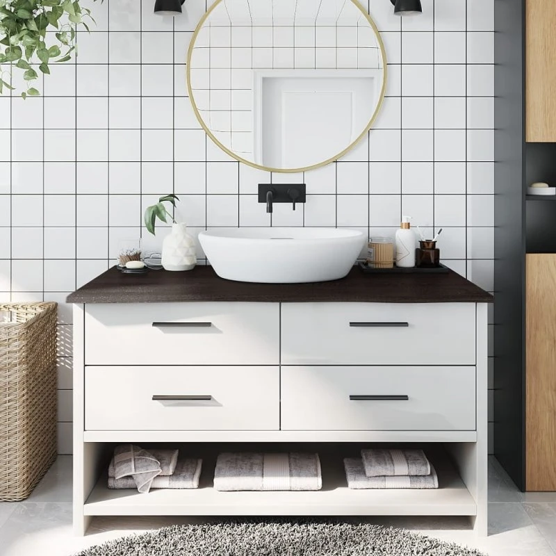 Bordplade i massivt egetræ 100x50x2 cm – mørkebrun