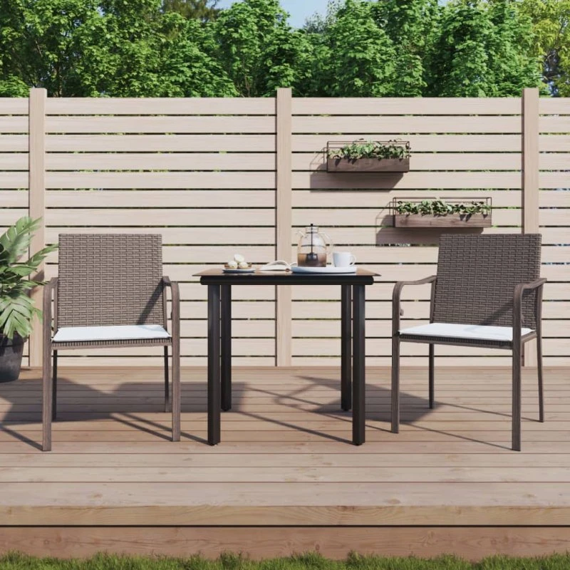 Spisebordssæt til haven 3 dele – polyrattan og stål