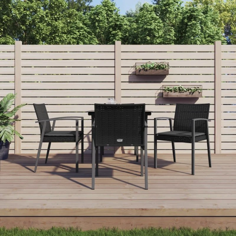 Spisebordssæt til haven 5 dele i polyrattan og stål