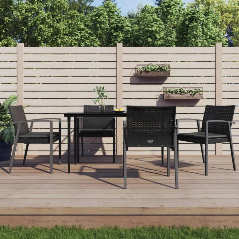 Spisebordssæt til haven 5 dele i polyrattan og stål