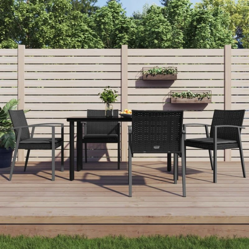 Havemøbelsæt polyrattan 5 dele med hynder og stålstel