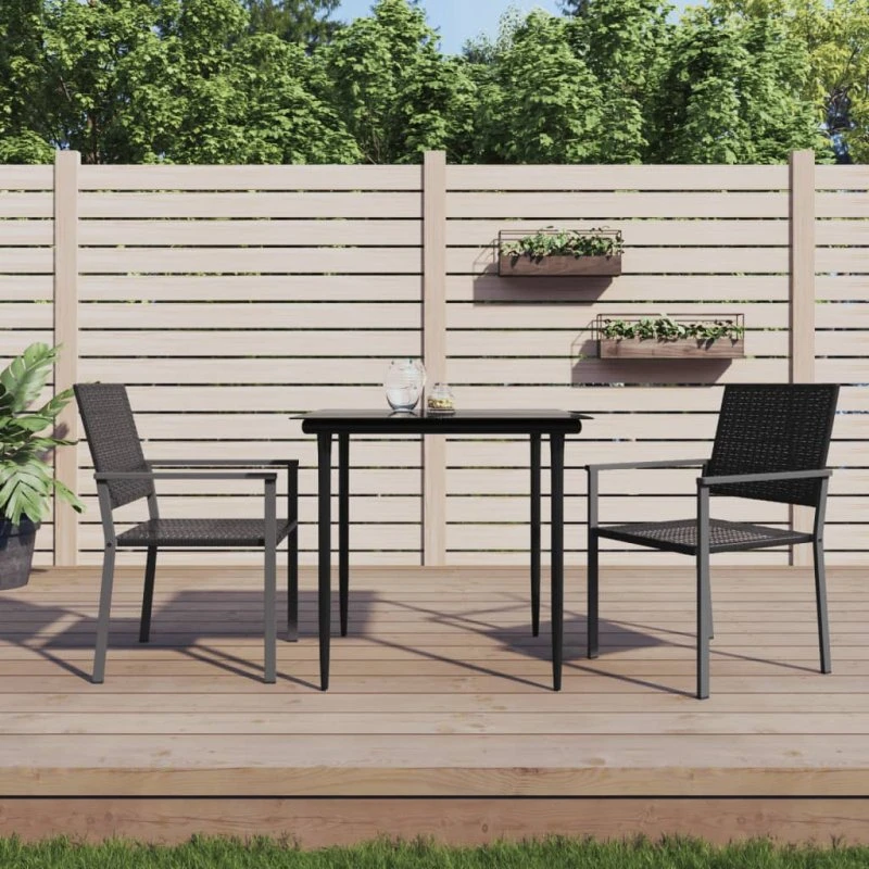 Spisebordssæt 3 dele til have - polyrattan & stål