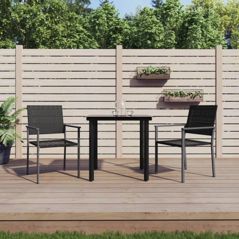 Spisebordssæt til haven 3 dele i polyrattan og stål