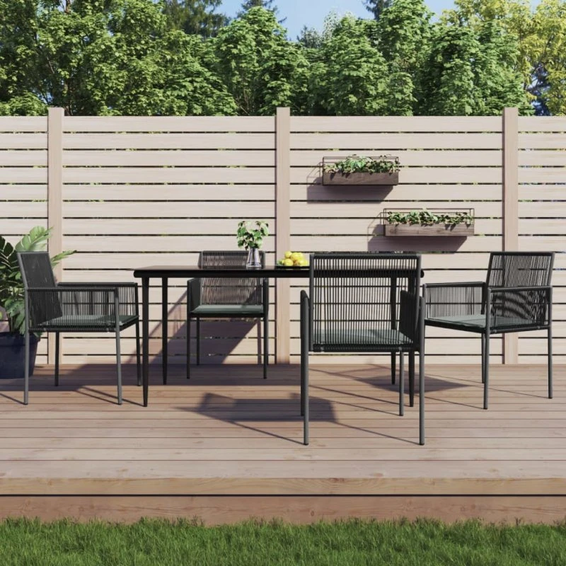 Havemøbelsæt 5 dele i polyrattan og stål – sort