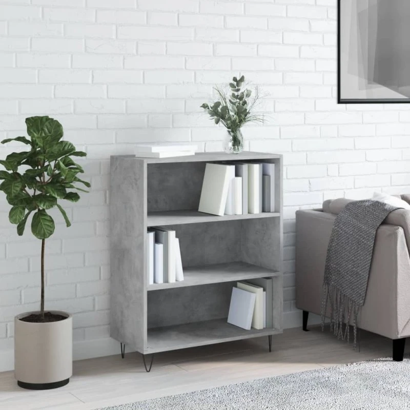 Reol i konstrueret træ 69,5x32,5x90 cm – betongrå