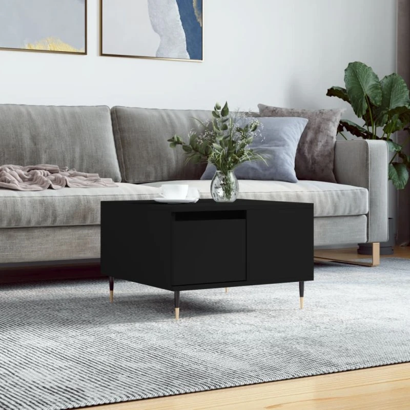 Sofabord 55x55x36,5 cm i sort konstrueret træ