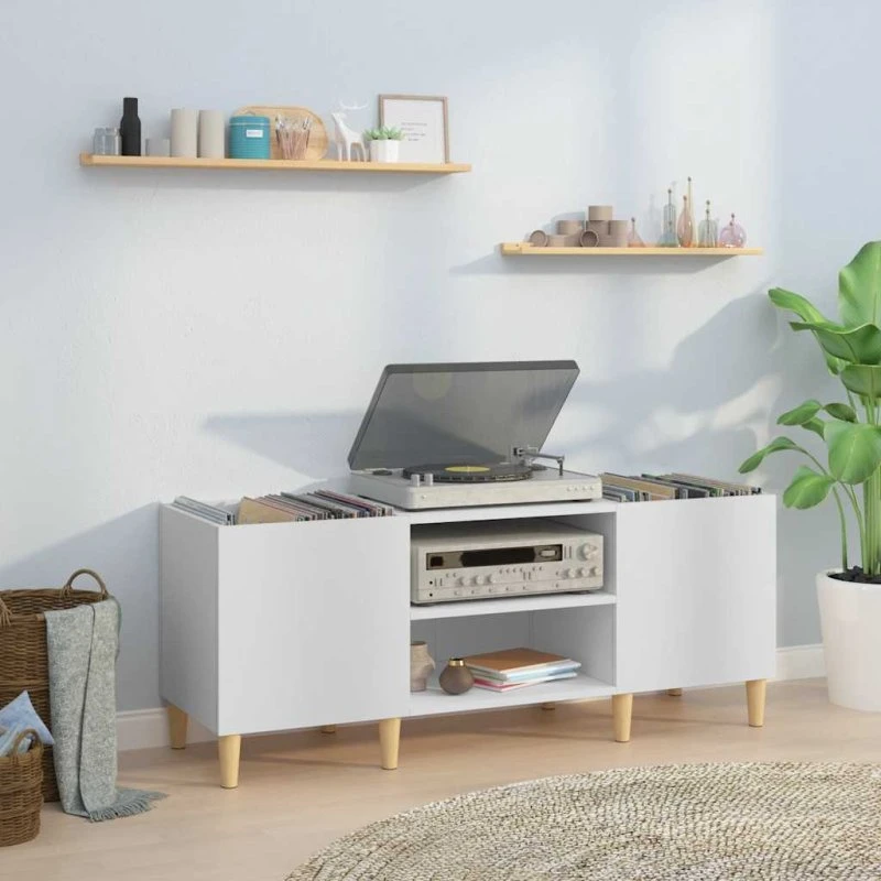 Pladeskab til vinyl hvid 121x38x48 cm