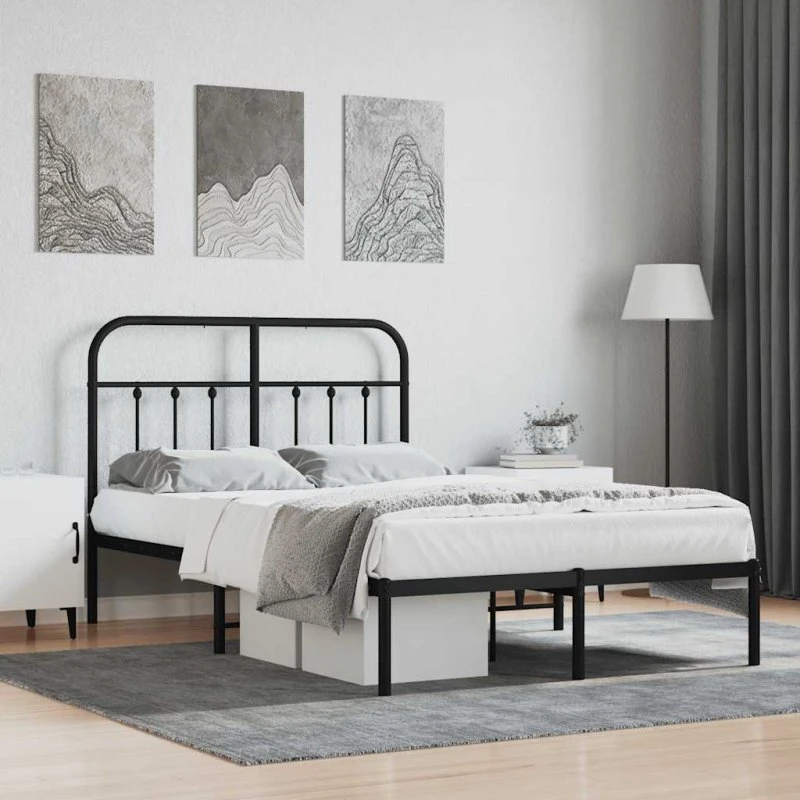Sengeramme med sengegavl 120x200 cm - sort metal
