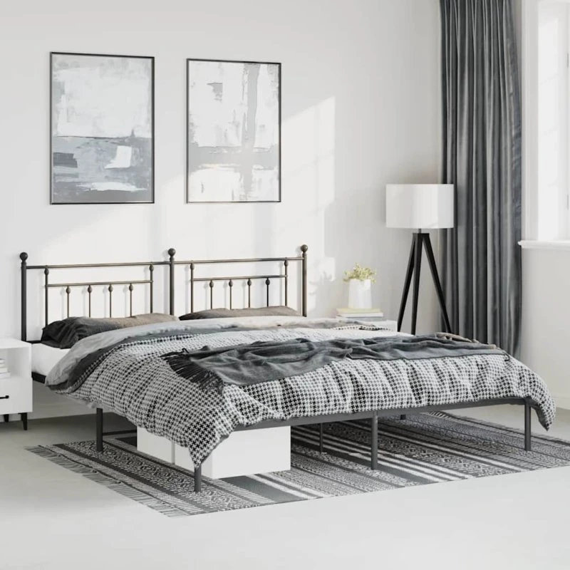 Sengeramme med sengegavl 183x213 cm - sort metal