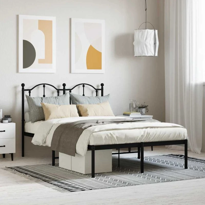 Sengeramme med gavl 120x190 cm – sort metal